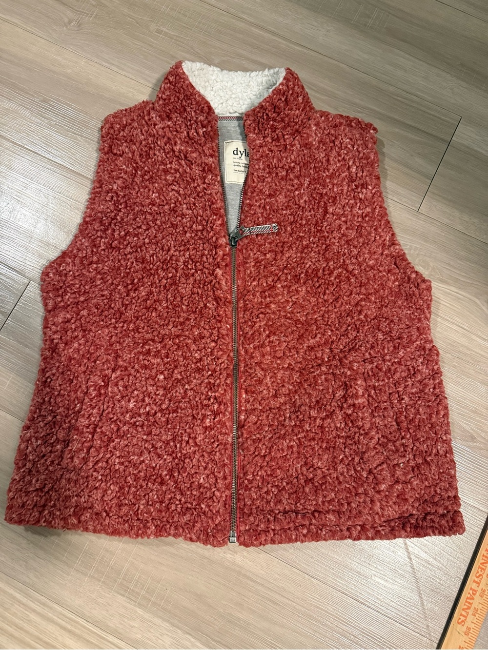 DYLAN Women's Red Sherpa Zip Vest